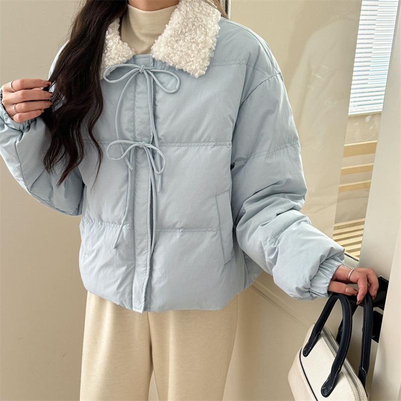 

Синяя короткая одежда из овечьей шерсти с хлопковой подкладкой для женской зимы, новая маленькая хлопковая одежда и хлопковые куртки для женских пальто XL