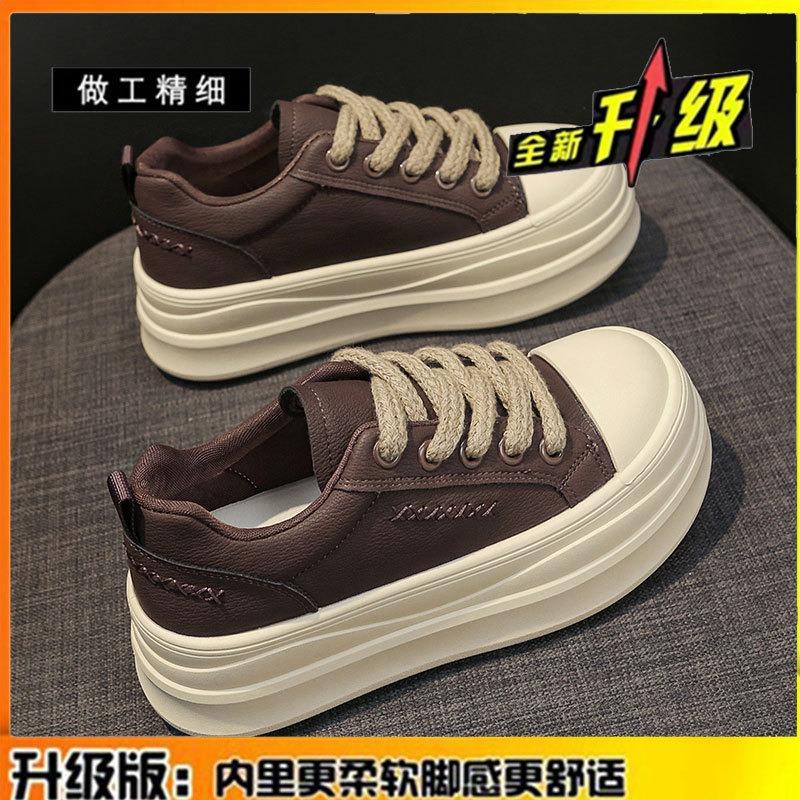 The first layer of cowhide casual leather board shoes women's shoes autumn and winter new small thick-soled heightening casual sports shoes