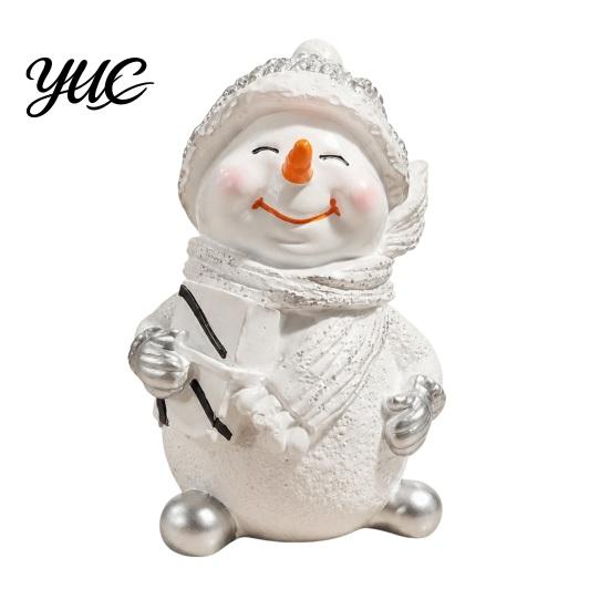 Resin Snowman Statue Christmas Figurine, Festive Tabletop Ornament for Home Living Room Holiday Table Centerpieces Dining Decor, Cute Winter Sculpture
