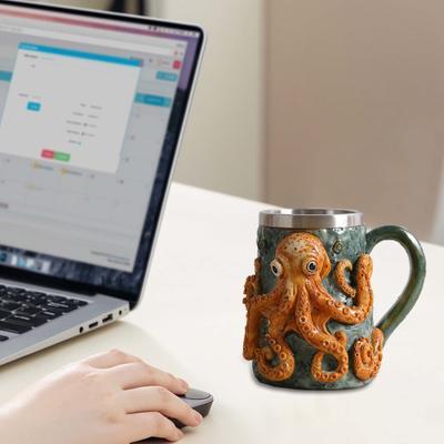 Yousheng 3D Djävulsbläckfisk Ölmugg med Tentakelhandtag Gotisk Cthulhu Pirat Dryckesvara Natt Medeltida Fantasy Gåva