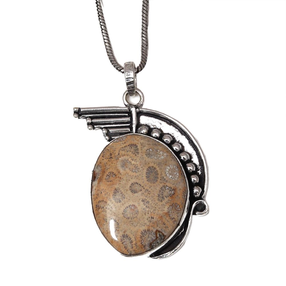 

Necklace Moss Agate Gemstone Handmade Jewelry 1.75