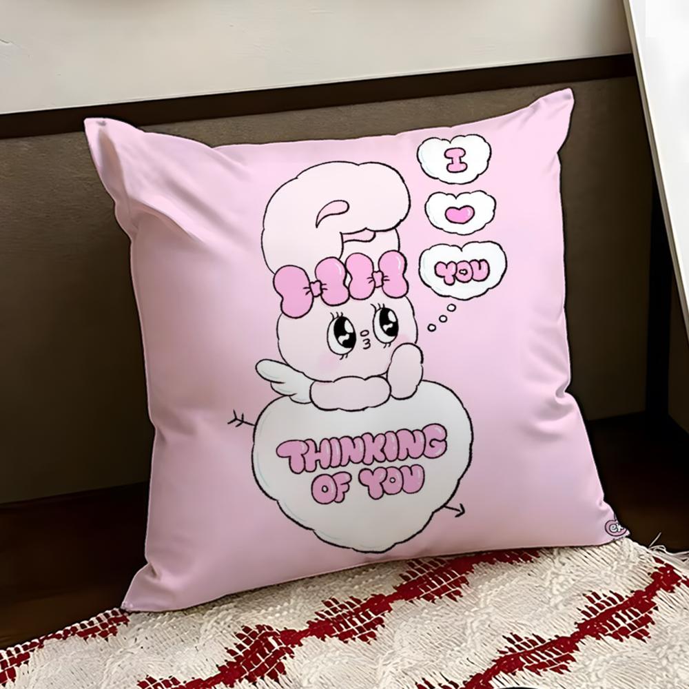 Cute EEsther Bunny Pink Cushion Cover Reversible Soft Durable Pillow Cover Home Car MultiScene Use for Daily Comfort