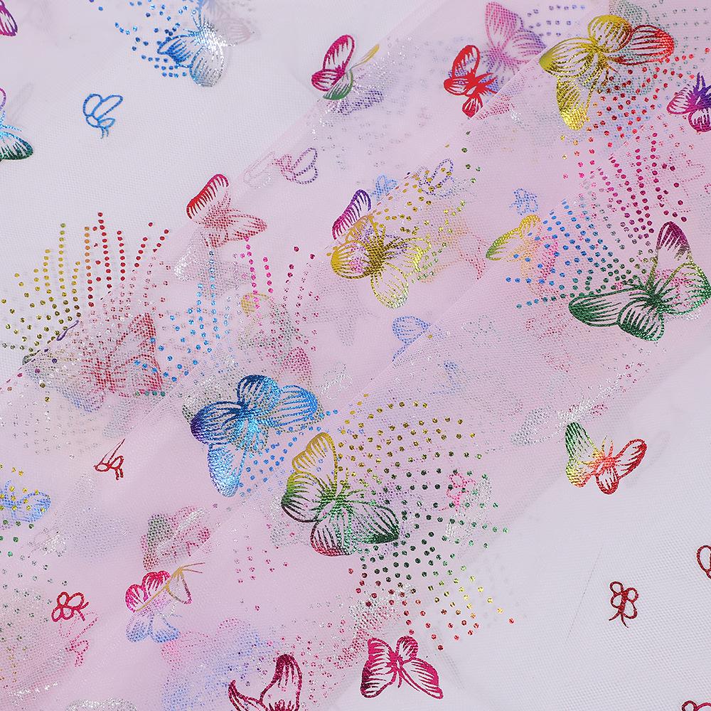 Seven-Color Hot Stamping Butterfly Mesh Fabric for Wedding Dresses, Evening Gowns, DIY Crafts, Women's and Children's Apparel Accessories