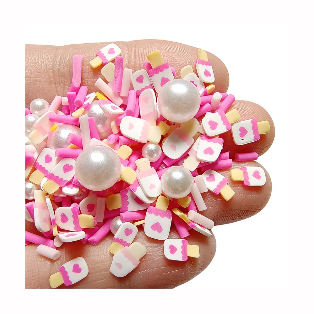 Cute Craft Supplies Soft Clay Stickers Heart Candy Pink Polymer Bead Handcraft Art Craft Kit Set New Products Valentine Gift DIY 5MM-500g/bag