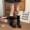 Hottie Platform Thick Heel Women Pipe Knight Boots Fashion Belt Buckle Shoes Female Punk Mid Calf Booties  De Muje