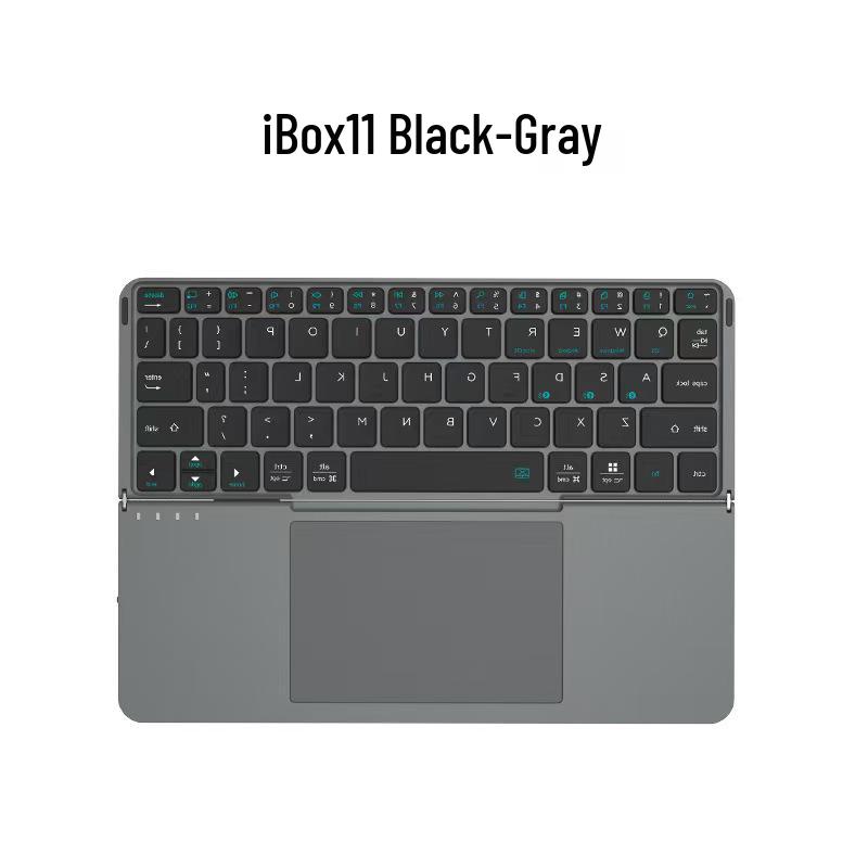 

Silent Bluetooth Keyboard with Touchpad in Leather Case – Rechargeable, Portable, Foldable Stand сірий колір