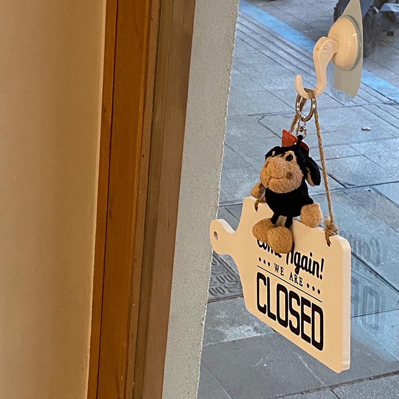 Adorable Black Wool Lamb Keychain - Cute Cartoon Couple Plush Doll Pendant