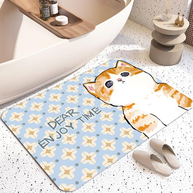 Simple Bathroom Floor Mat Water-Absorbing Quick-Drying Diatom Mud Floor Mat Household Bathroom Door Wear-Resistant, Dirt-Resistant And Non-Slip Floor