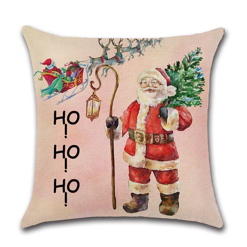 Festive Christmas Cushion Cover Featuring Charming Snowman And Santa Claus Design For Cozy Home Decor