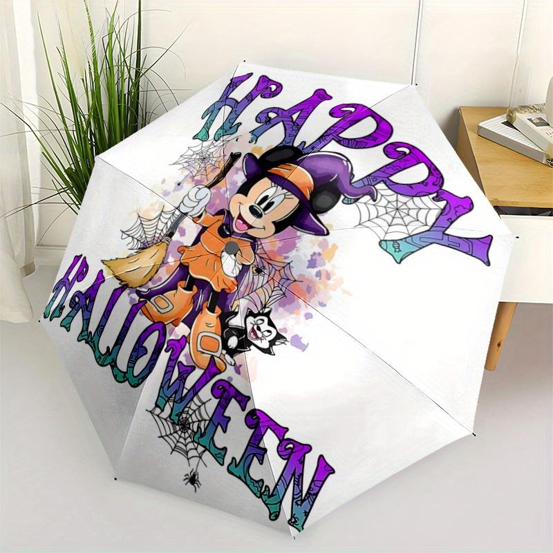 

1pc Happy Halloween Minnie Automatic Opening and Closing Umbrella - Small Umbrella Suitable for Various Occasions, Portable 3-Fold Small Umb