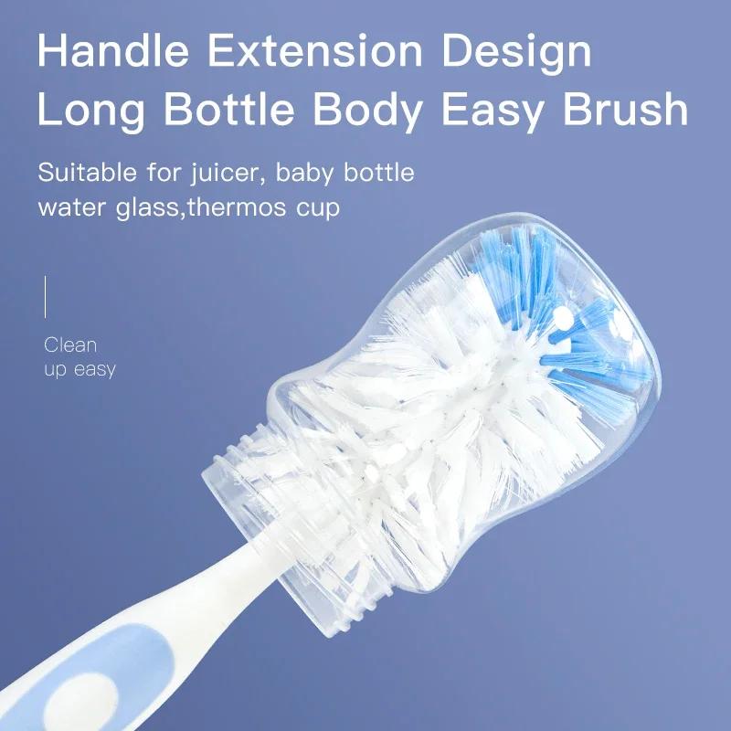 Baby Nylon Bottle Nipple Brush Cleaning Set Brush Cup Washing Brush Long Handle