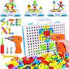 Educational Toys Building Blocks, 244 Pieces Electric Screwdriver DIY Building Toys for Boys and Girls, Educational Construction Building kit for