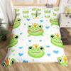Kawaii Frog Dynetrekk King Queen Tegneserie Dyretema Sengesett Funny Wildlife Dynetrekk Barn Soverom Mykt Dynetrekk