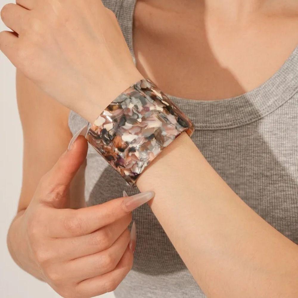 Geometric Open Wide Bracelet Europe American Style Smudged Hand Ring Acelete Plate Bangle  Girls