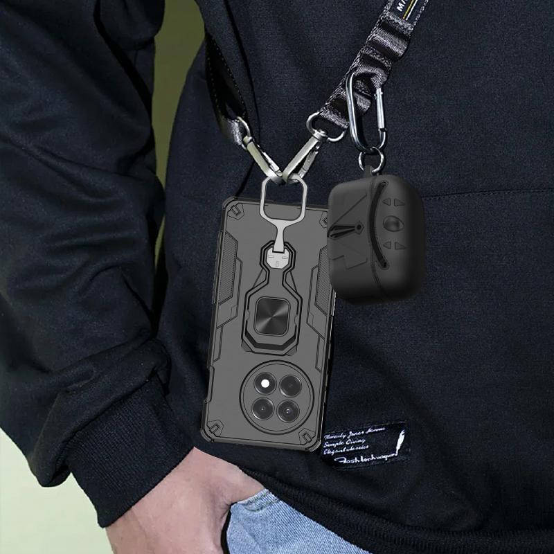 KEYSION Shockproof Case for OnePlus 13R 5G Soft Silicone+PC Upright Metal Ring Stand Phone Back Cover for OnePlus 1+Ace 5 Pro 5G