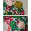 Big Size Women's Printed Cotton Linen Long Dress Female Spring and Summer Loose Literary Temperament Thin Round Neck Retro Long-sleeved Dresses