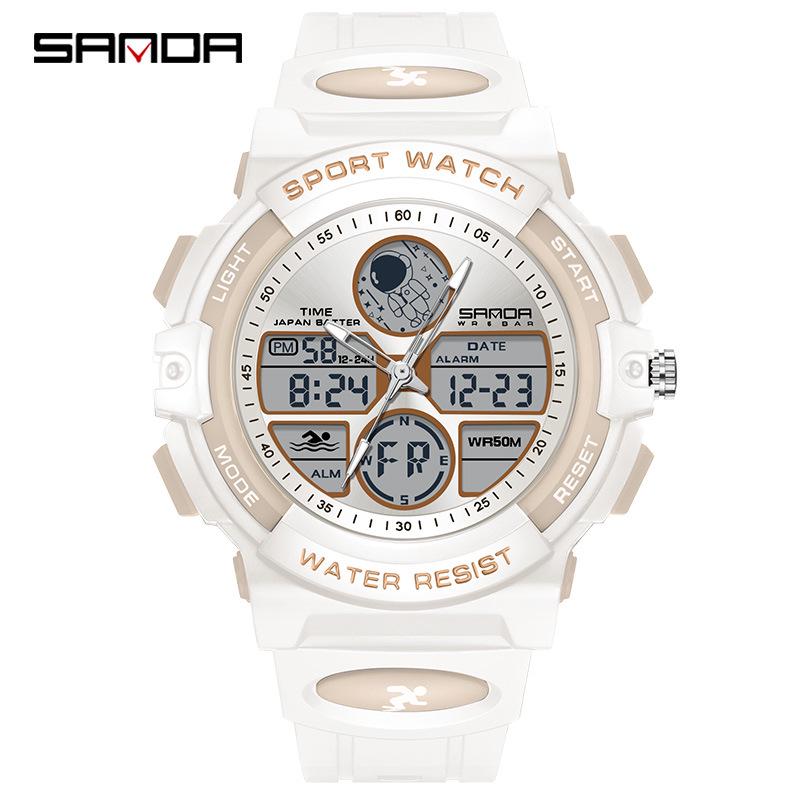 Sanda Waterproof Dual Display Kids  Astronaut Sports Watch, Cartoon Panda, Multifunctional for Boys and Girls