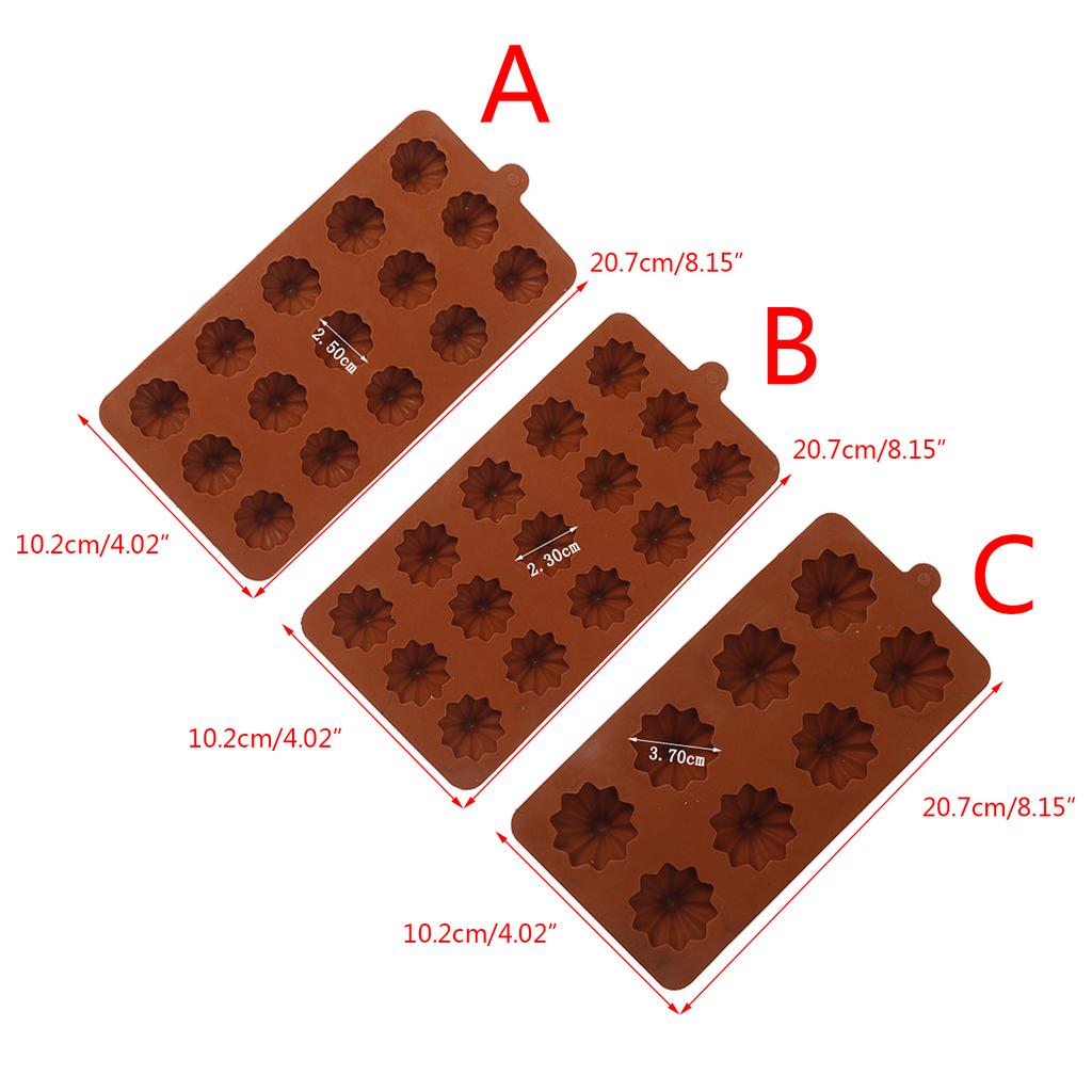 15 Cells Flower-Shaped Chocolate Ice Mold Silicone Cake Decor Mold DIY Baking To