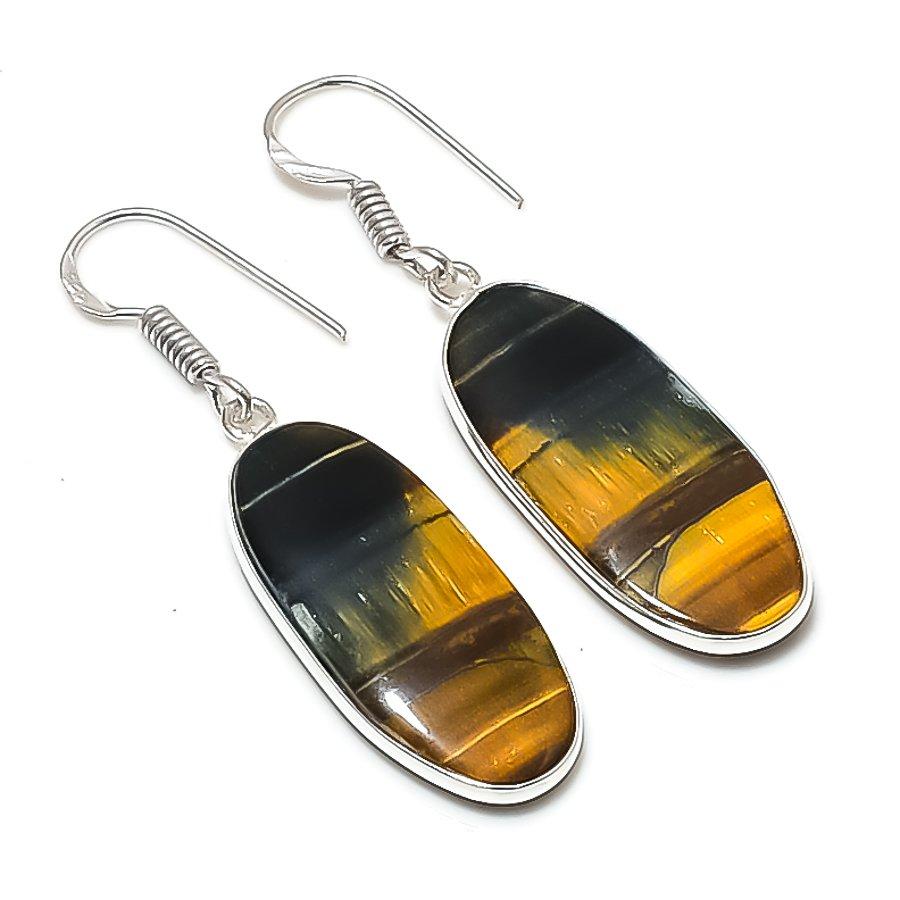 

Natural Tiger Eye Gemstone 925 Sterling Silver Jewelry Earring 1.89 AEE-10765