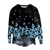 Women's Fashion Round Neck Pullover Top Long Sleeve Tee Printed Sweatshirt