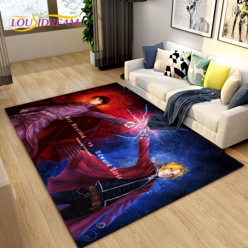 Fullmetal Alchemist Anime Cartoon Area Rug Large,Carpet Rug for Living Room Bedroom Sofa Doormat Decoration, Non-slip Floor Mat