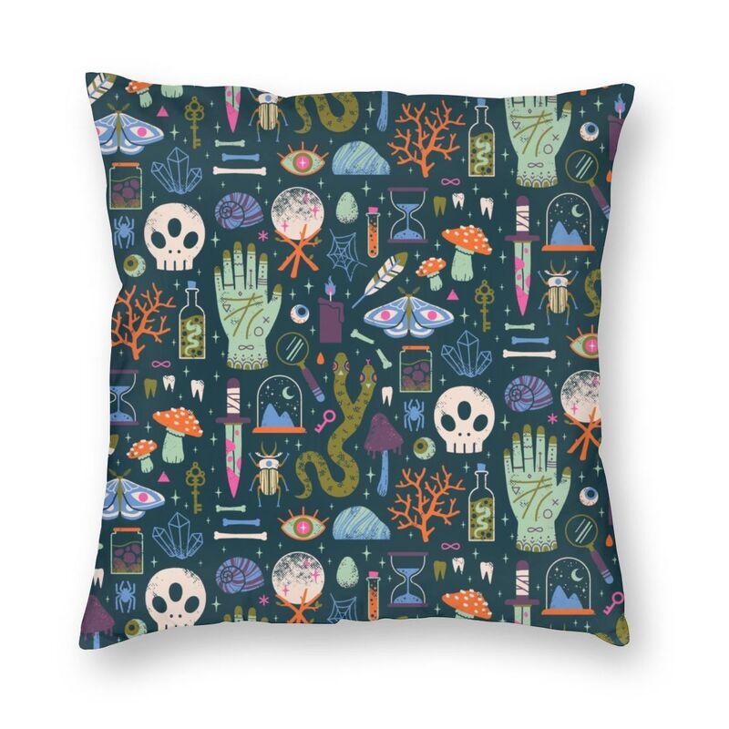 Halloween Witch Raven Square Putetrekk dekorasjon Gotisk Okkult Magic Witchy Putetrekk for sofa Bil Putetrekk