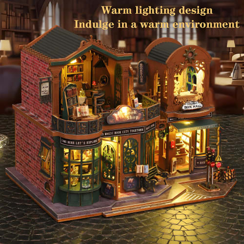 Spilay DIY Wooden Miniature Dollhouse Kit with Furniture, 1:24 Scale Mini House, Dustproof Cover & LED, Creative Gift for Women, Girlfriend, Lover (Tw