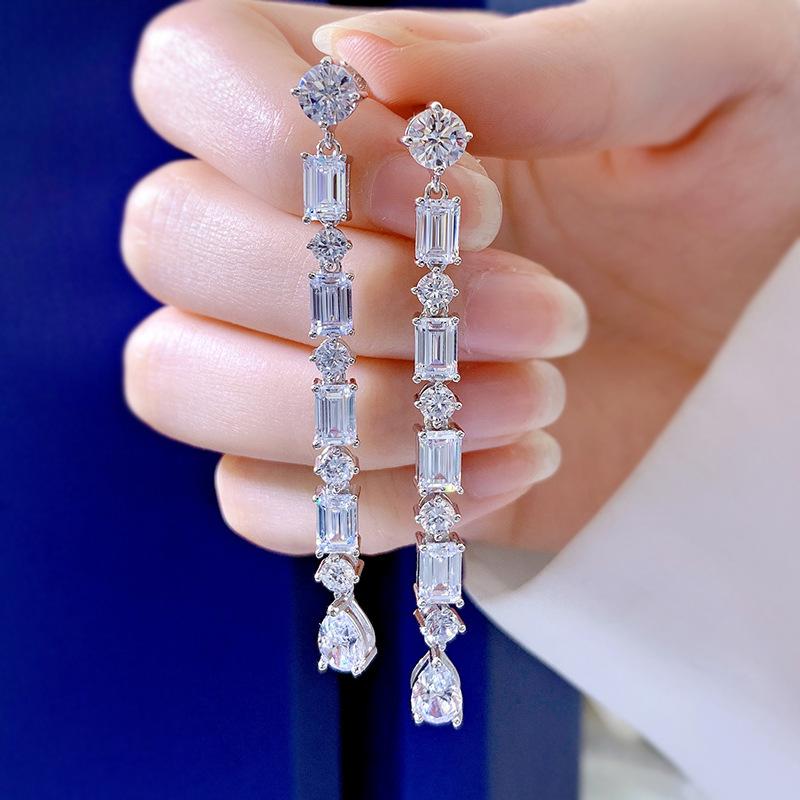 Luxury 925 Sterling Silver Simulated Diamond Drop Earrings for Women Engagement Earrings Jewelry Cocktail Lovely GIRL GIFT