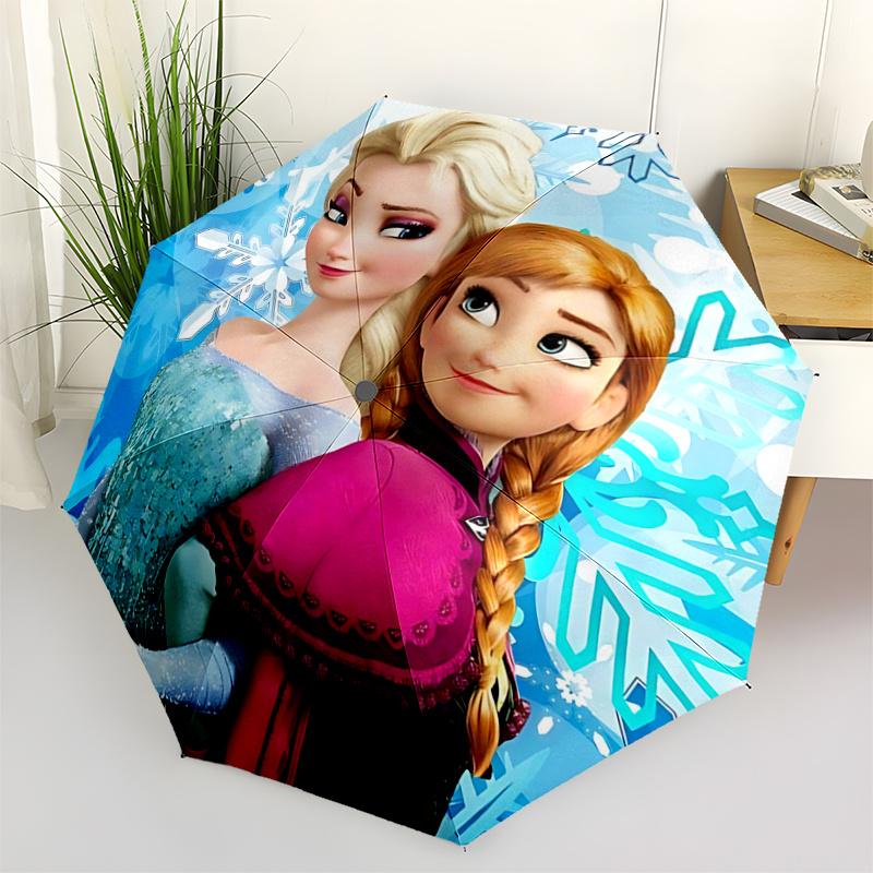 

1pc Frozen Elsa & Anna Fully Automatic Folding Portable Umbrella, 8 Steel Frames, Three-Fold Design, Suitable for All Seasons, Suitable for