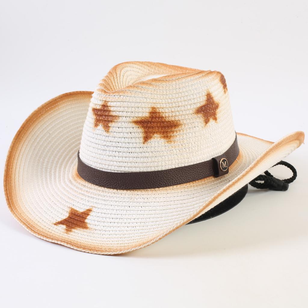 Popular Western Cowboy Straw Hat Men's and Women's Fashion Shade Straw Hat Classic Outdoor Western Cowboy Hat