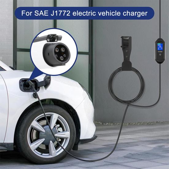 Držák nabíječky elektromobilu Nástěnný držák Ochrana proti pořezání Zakřivené hrany Hák na nabíječku elektromobilu pro zásuvku J1772 Základna pouzdra