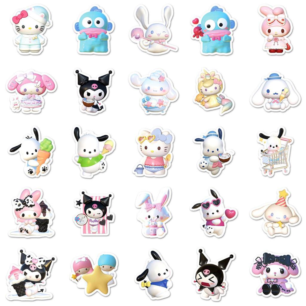 50 Cartoon Cinnamoroll Waterproof Stickers for Guitar, Notebook, Luggage, DIY.