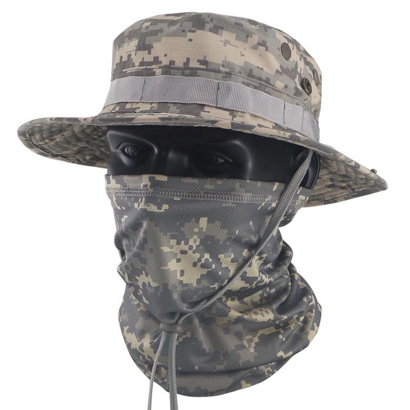 Camouflage Tactical Bucket Hat Set - Outdoor Fishing & Sun Protection Breathable Hat for Men