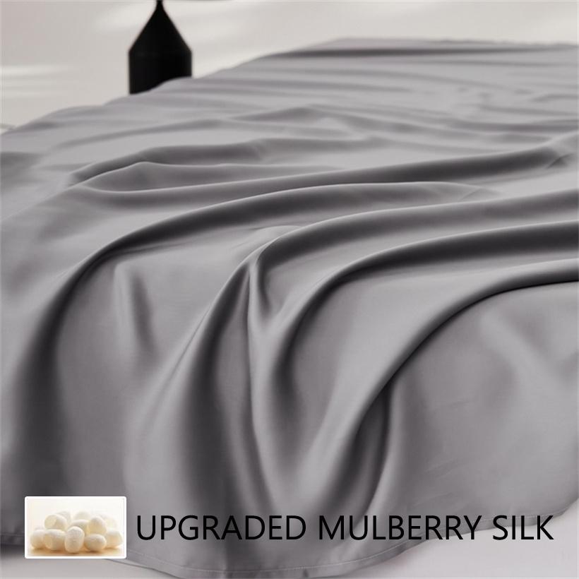 Smooth Mulberry Silk Fitted Sheet High End 100% Silk Mattress Cover with Elastic Bands for Single Double Queen King Bed 160/200