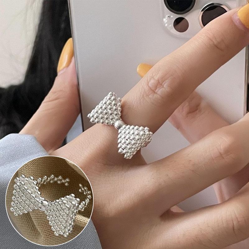 Korean Style S925 Silver-Plated Water Drop Crossover Open Ring – Women's Retro Fashion for Index Finger