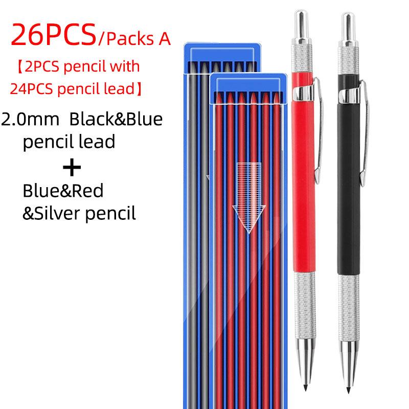Black Tech Multi-Color 2.0mm Automatic Graphite Pencil with Replaceable Lead - No Sharpening Needed, Ideal for Drawing & Engineering