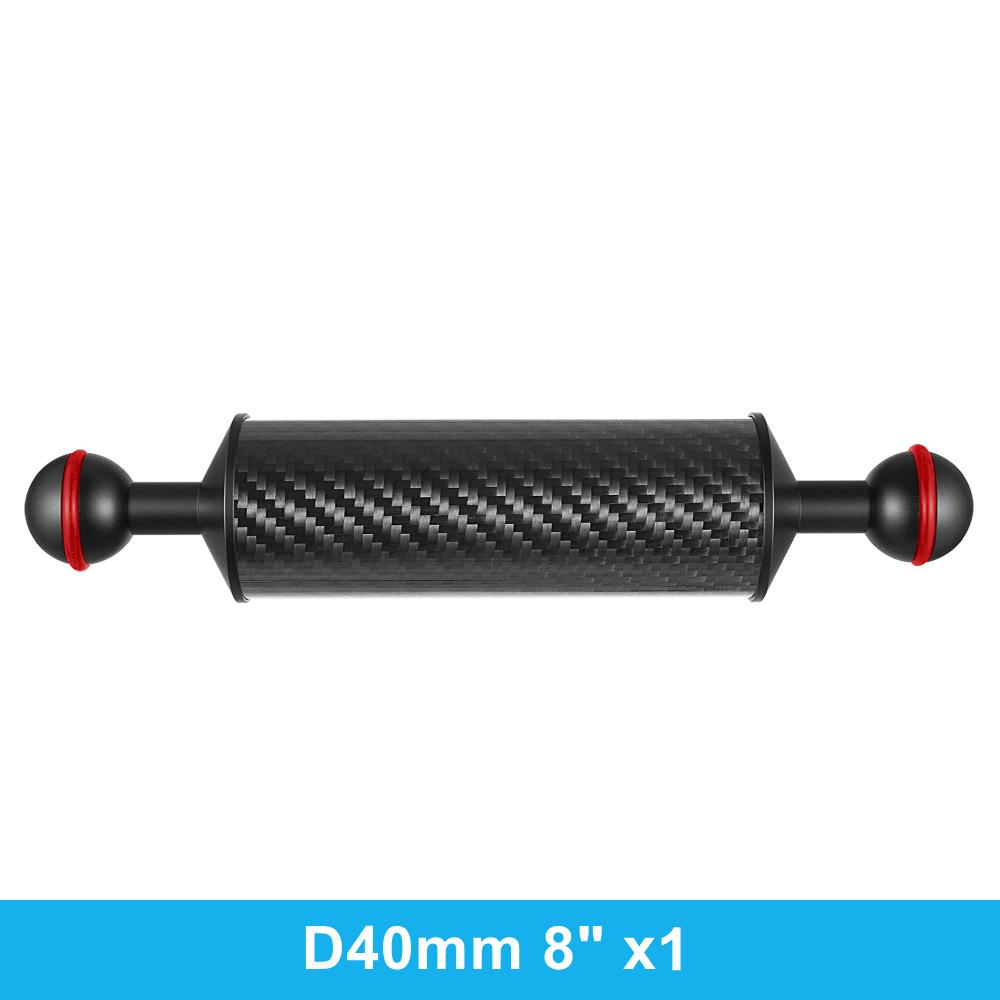 2 x D40mm Carbon Fiber Underwater Float Arm for Diving Tray Housing Video Light/Strobe Buoyancy Floating Ball Mounting (2 PCS)