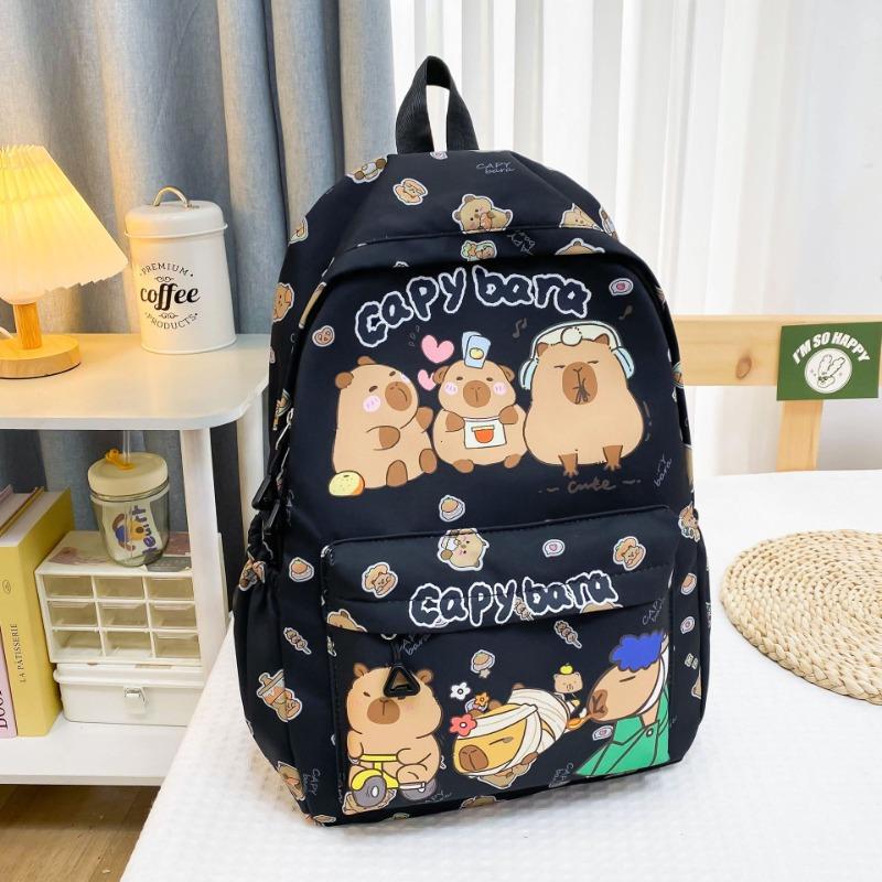 Fashion Kawaii Capybara College Backpack Large Capacity Breathable Girl Book Bag Cute Cartoon Student Schoolbag Women Mochilas