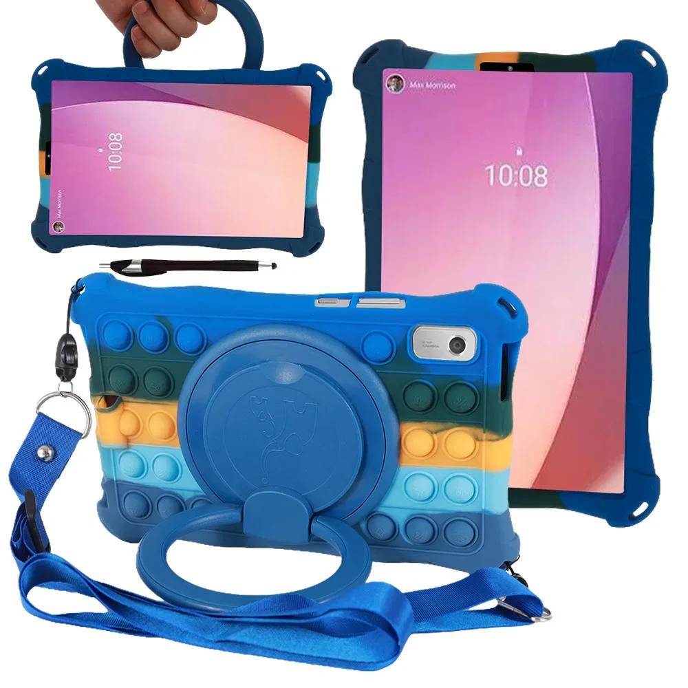 Pour Tab M9 TB-310FU 9 pouces Housse de Tablette Protectrice en Silicone à Bulles avec Support pour Enfants Pour M9 Avec Sangle d'Épaule Stylo M9 TB-310FU