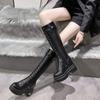 Damenstiefel mit dicker Sohle, Damen 2025 neue lange Ritterstiefel, aber die Kniehöhe nimmt zu. Die langen Stiefel sind dünn, Frühling und Herbst kleine Männer
