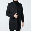 Men's Middle-Aged Stand Collar Wool Coat with Detachable Down Liner, Plus Size
