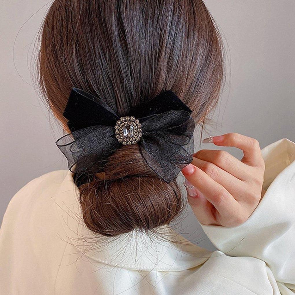 

Women s classic silk velvet ribbon design hairpin black