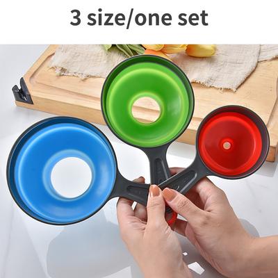 Imbuto pieghevole in silicone per conserve, set di 3 imbuti da cucina per liquidi a bocca larga