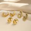 HECHENG, Chunky C Shape Hoop Earrings for Women Brass Thick Geometric Earring Punk Hiphop Zircon Brincos