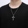 Punk Personality Sliver Color Snake Winding Cross Skull Relief Pendant Necklace for Men Women Halloween Stainless Steel Jewelry