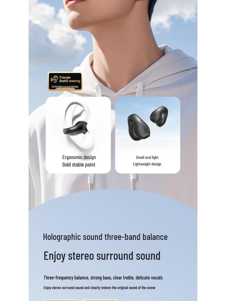 M67 True Wireless Clip-On Bluetooth Earbuds with Ultra-Long Battery Life, Charging Case, and Digital Display