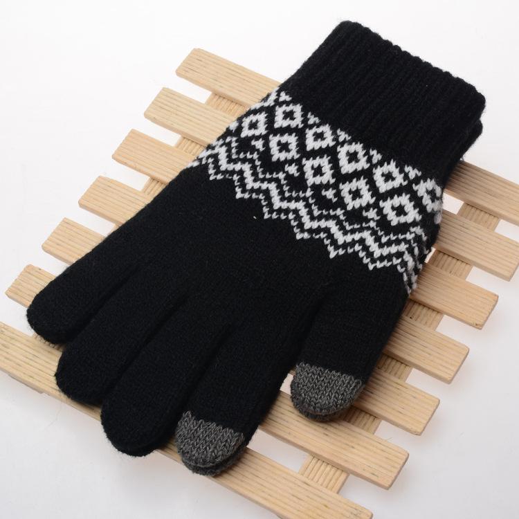 Women's Touchscreen Wool-Blend Jacquard Gloves - Winter Warmth