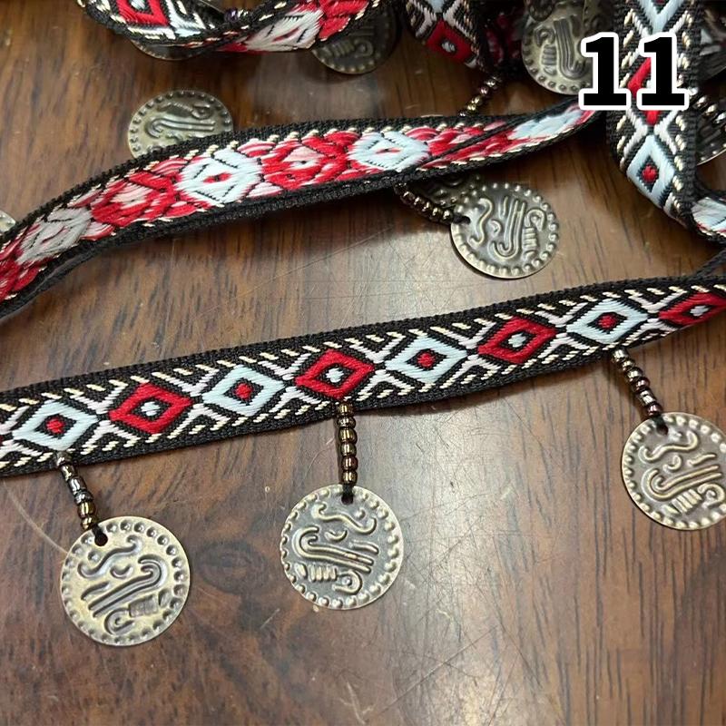 Woven Jacquard Ribbon Lace Tassel Fringe Geometric Figure Pattern for Clothing Straps Accessory Cloth Supplies Diy Sewing 1Yard