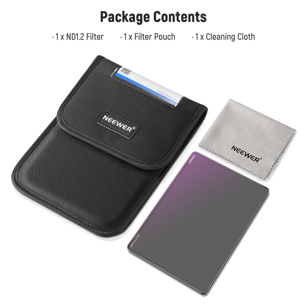 NEEWER Square ND x Nano Cinema Compatible with Neewer Matte Boxes and Tilta SmallRig Filter, ND1.2 (4 Stops), 4" 5.65", Double-Sided 30-Layer Coating,