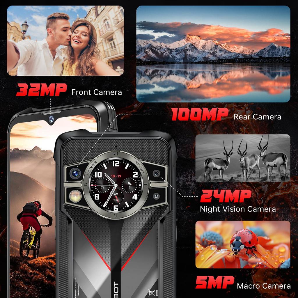 Ανθεκτικό Smartphone CUBOT Kingkong 9, Smartphone 24GB+512GB 10600mAh/33W, 120Hz 6.58" FHD+, 100MP+24MP Νυχτερινή Όραση, 1.35” Μίνι Οθόνη/IP68/OTG/NFC
